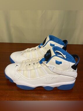 Jordan 6 Rings White Marina Blue 322992-114 Mens Basketball Shoes size 8